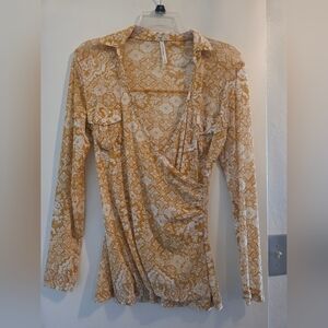 DNA Couture Mustard and White Patterned Blouse